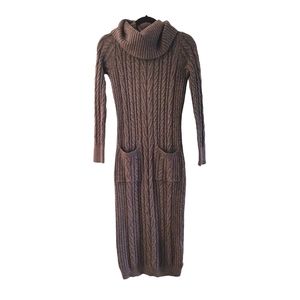 Rachel Zoe Brown Cowl Neck Sweater Dress Sz XS